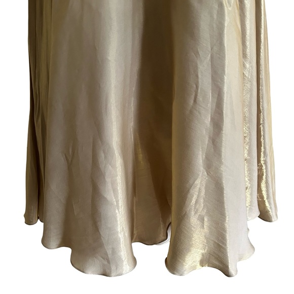 Vtg Gloria 100% Silk Gold Sleeveless A-Line Tool Maxi Dress Sz Small - Picture 6 of 16